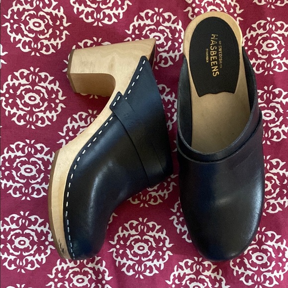 Swedish Hasbeens Black Leather Clogs – Size 39 | Timeless Comfort Mule - Picture 6 of 11